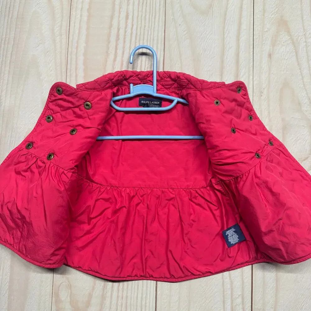 Ralph Lauren Baby Girls 24M Quilted Double-Breasted Coat Jacket Pink